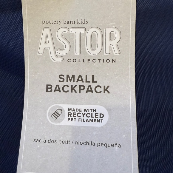 Pottery Barn Kids NWT Astor Collection Small Backpack Blue Navy & Orange - Picture 3 of 5
